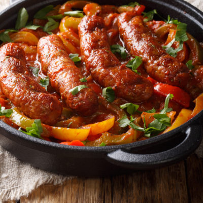 Italian sausage and pepper tray
